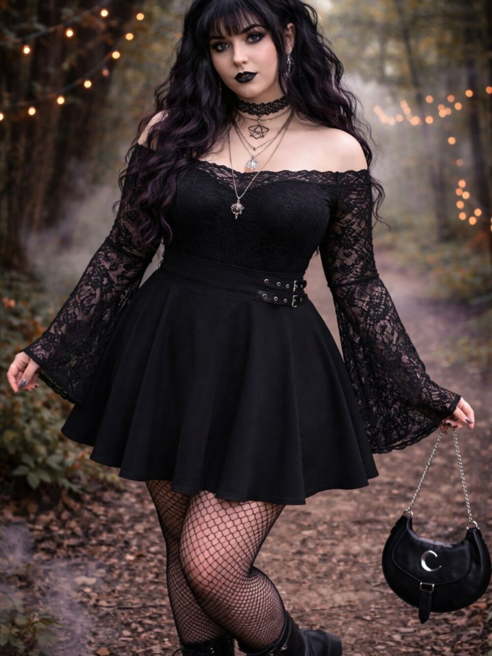 Torrid Black Skirt with Belt detailing, Pull on, Size 1 (XL), Whimsygoth - Picture 8 of 8